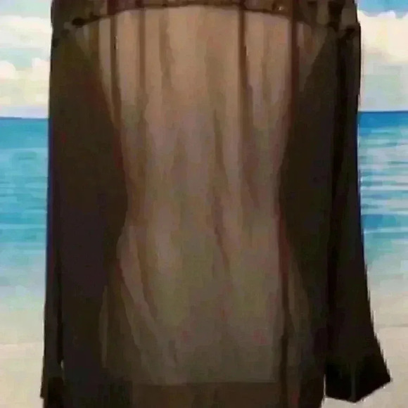 JOSIE Womans BLACK Lightweight TUNIC Blouse SHEER Back and Sleeves size XL - Picture 7 of 7